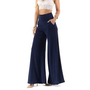 NAVY High Waisted Palazzo Pants – Wide Leg, Pockets, Flowy & Comfortable